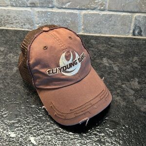 Eli Young Band distressed strapback truckers mesh cap